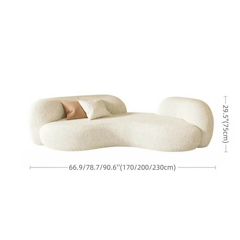 66.9″ Sherpa Upholstered Curve Sofa - Modern Style, Beige with Pillow Included