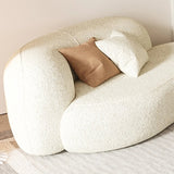 66.9″ Sherpa Upholstered Curve Sofa - Modern Style, Beige with Pillow Included