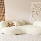 66.9″ Sherpa Upholstered Curve Sofa - Modern Style, Beige with Pillow Included