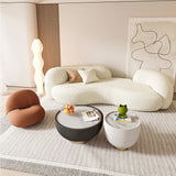 66.9″ Sherpa Upholstered Curve Sofa - Modern Style, Beige with Pillow Included