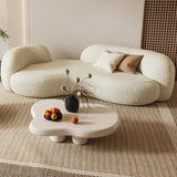 66.9″ Sherpa Upholstered Curve Sofa - Modern Style, Beige with Pillow Included