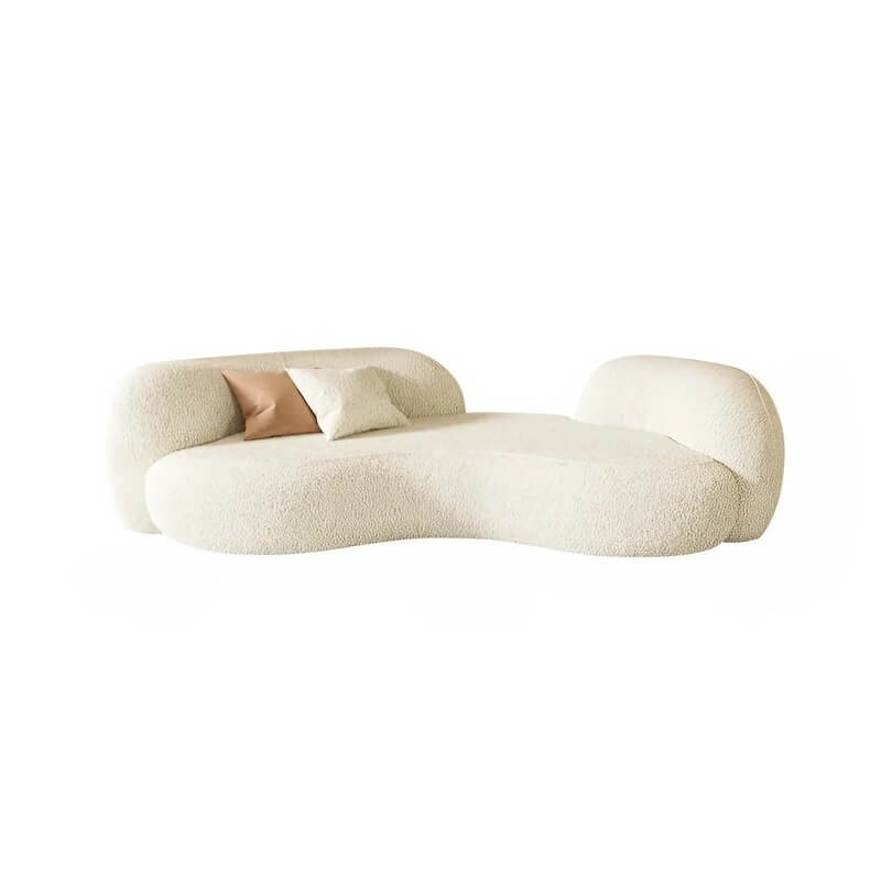 66.9″ Sherpa Upholstered Curve Sofa - Modern Style, Beige with Pillow Included