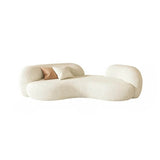 66.9″ Sherpa Upholstered Curve Sofa - Modern Style, Beige with Pillow Included