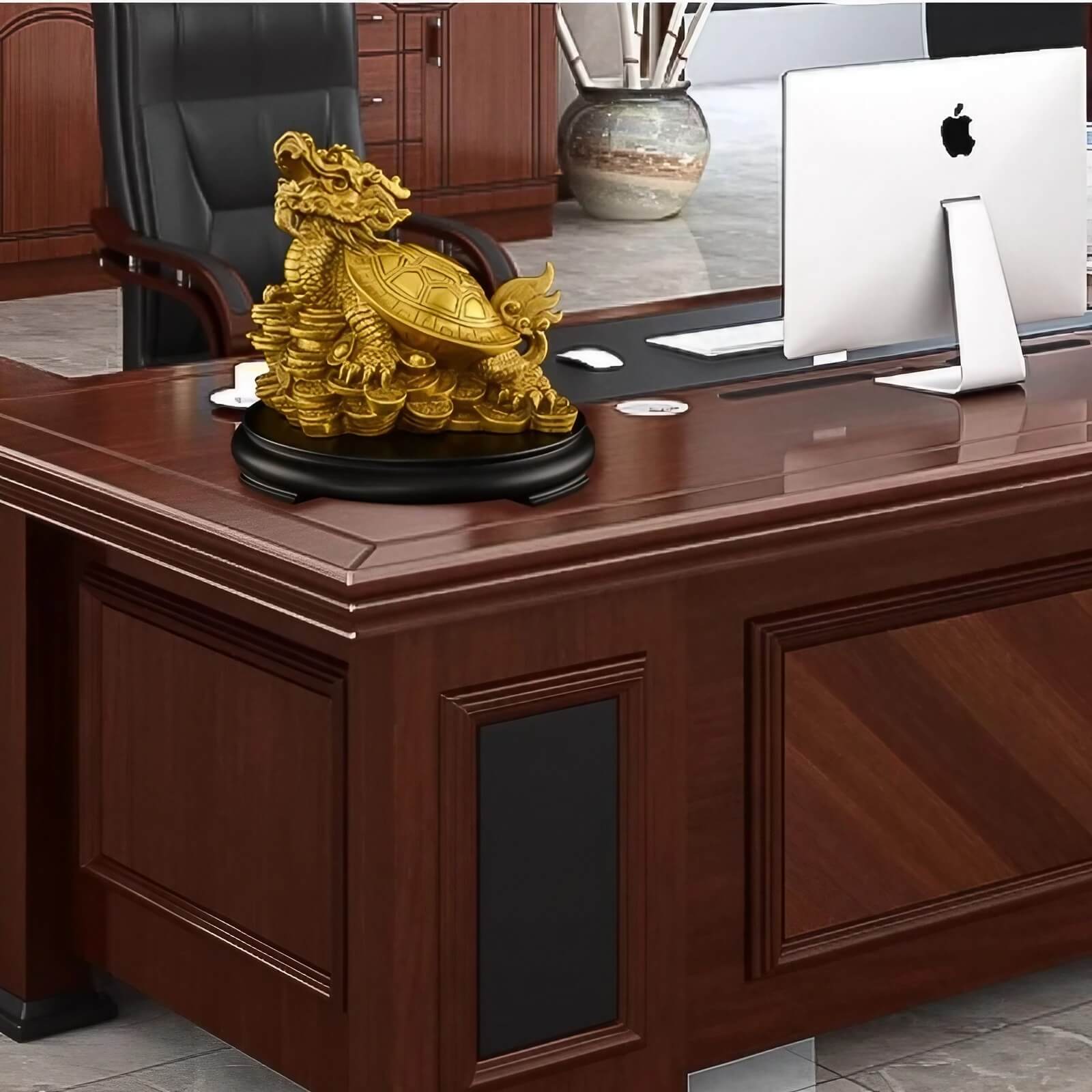 7.5″ Bagua Dragon Turtle Feng Shui Decor Brass for Office Living Room