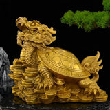 7.5″ Bagua Dragon Turtle Feng Shui Decor Brass for Office Living Room