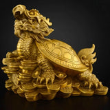 7.5″ Bagua Dragon Turtle Feng Shui Decor Brass for Office Living Room