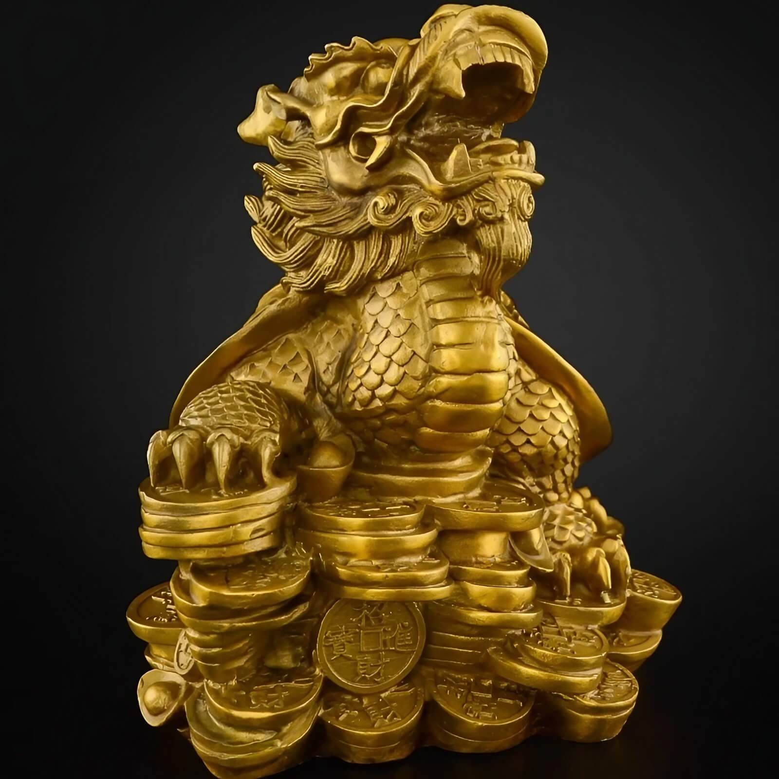 7.5″ Bagua Dragon Turtle Feng Shui Decor Brass for Office Living Room