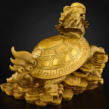 7.5″ Bagua Dragon Turtle Feng Shui Decor Brass for Office Living Room