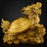 7.5″ Bagua Dragon Turtle Feng Shui Decor Brass for Office Living Room