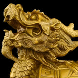 7.5″ Bagua Dragon Turtle Feng Shui Decor Brass for Office Living Room
