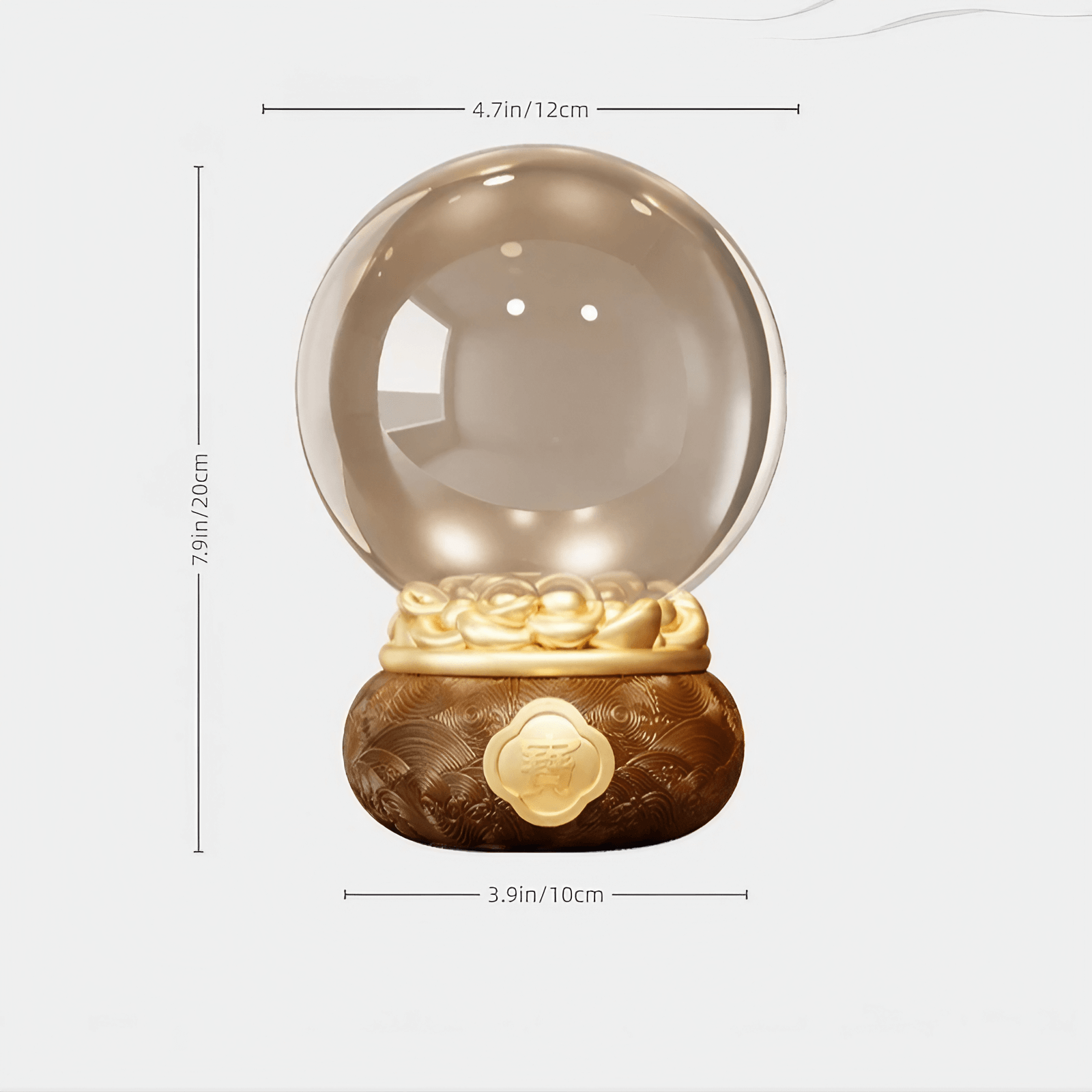 7.9″ Feng Shui Decor Glass Crystal Ball Gold for Office Living Room