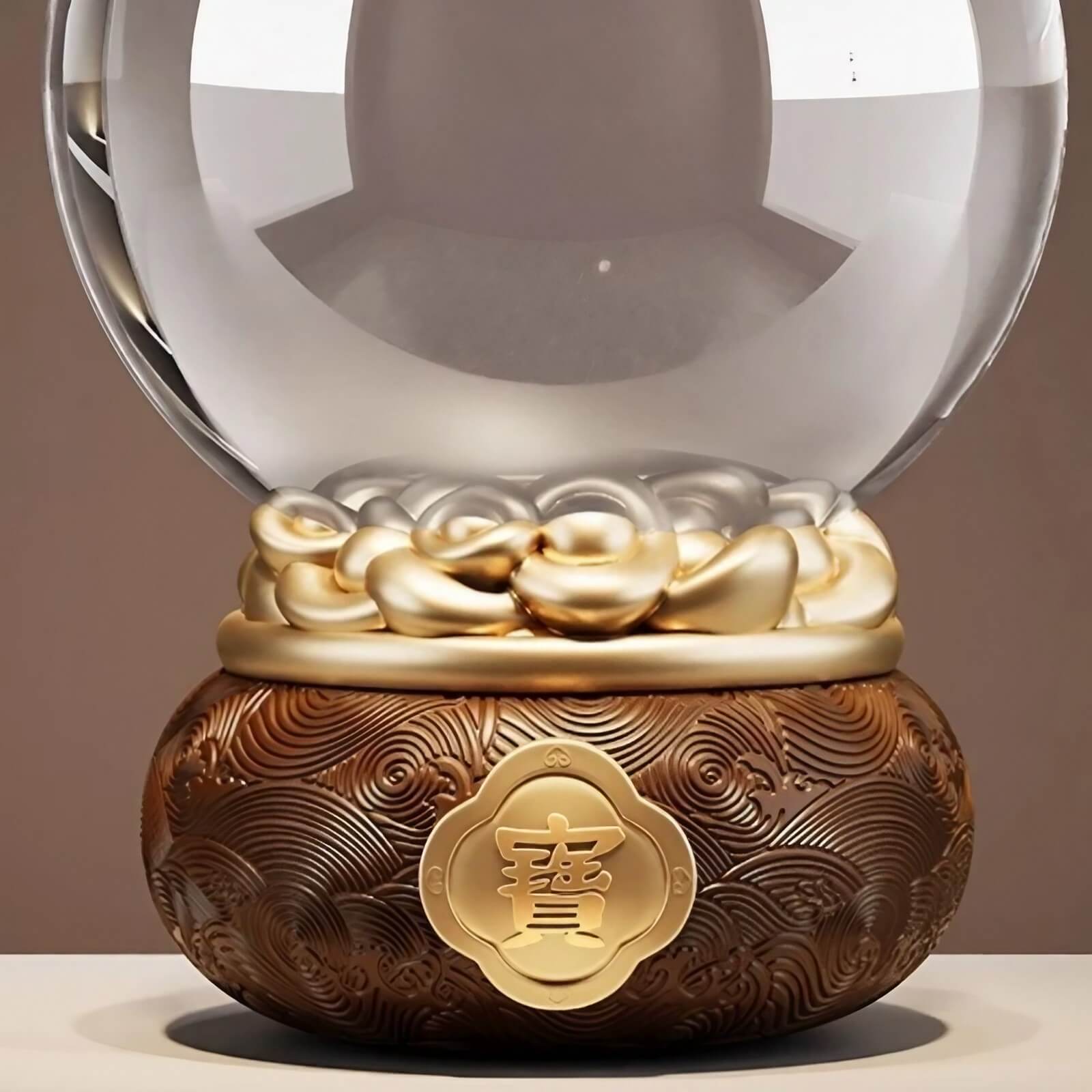 7.9″ Feng Shui Decor Glass Crystal Ball Gold for Office Living Room