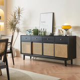 71" Rattan Dresser with 4 Drawers - Black Nordic Style