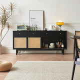 71" Rattan Dresser with 4 Drawers - Black Nordic Style