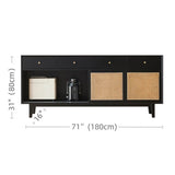 71" Rattan Dresser with 4 Drawers - Black Nordic Style