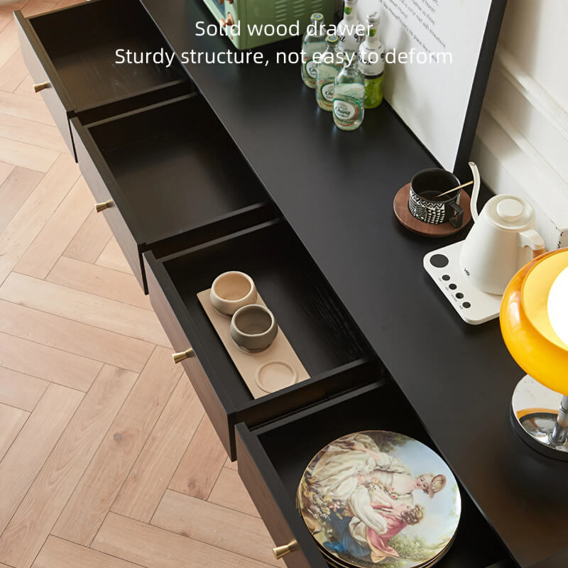 71" Rattan Dresser with 4 Drawers - Black Nordic Style