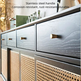 71" Rattan Dresser with 4 Drawers - Black Nordic Style