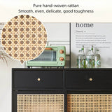 71" Rattan Dresser with 4 Drawers - Black Nordic Style