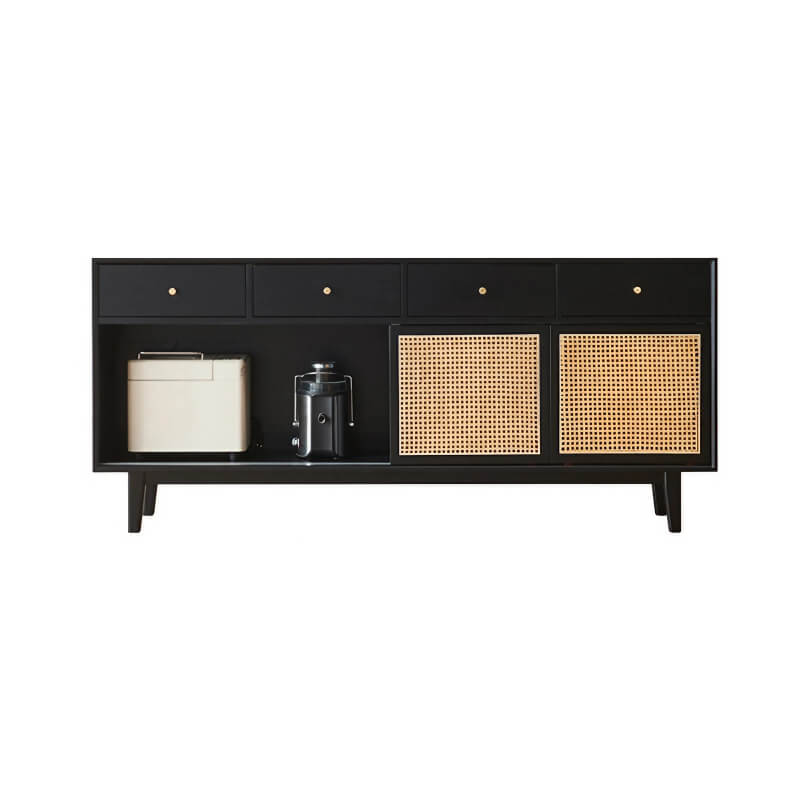 71" Rattan Dresser with 4 Drawers - Black Nordic Style
