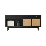 71" Rattan Dresser with 4 Drawers - Black Nordic Style