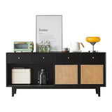 71" Rattan Dresser with 4 Drawers - Black Nordic Style