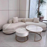 82.7″ Boucle Fabric Curve Sofa in Beige - Modern Style with Pillow Included