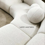 82.7″ Boucle Fabric Curve Sofa in Beige - Modern Style with Pillow Included