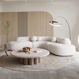 82.7″ Boucle Fabric Curve Sofa in Beige - Modern Style with Pillow Included