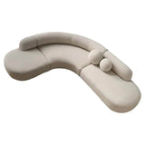 82.7″ Boucle Fabric Curve Sofa in Beige - Modern Style with Pillow Included