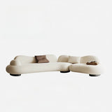 82.7" Modern Curve Sofa with Pillow - Beige Brushed Fabric Upholstery