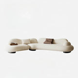 82.7" Modern Curve Sofa with Pillow - Beige Brushed Fabric Upholstery