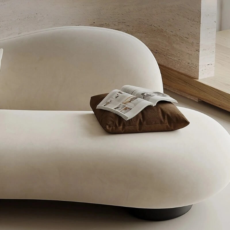 82.7" Modern Curve Sofa with Pillow - Beige Brushed Fabric Upholstery