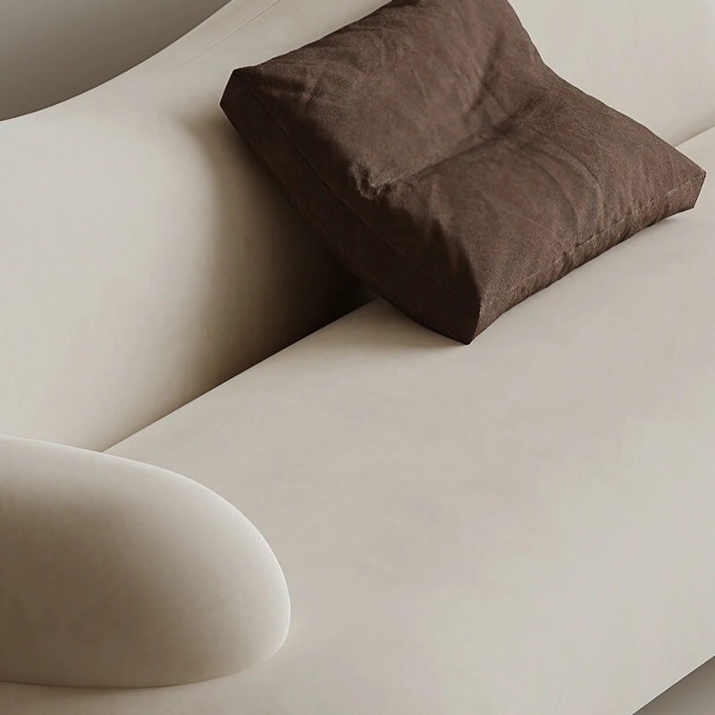 82.7" Modern Curve Sofa with Pillow - Beige Brushed Fabric Upholstery