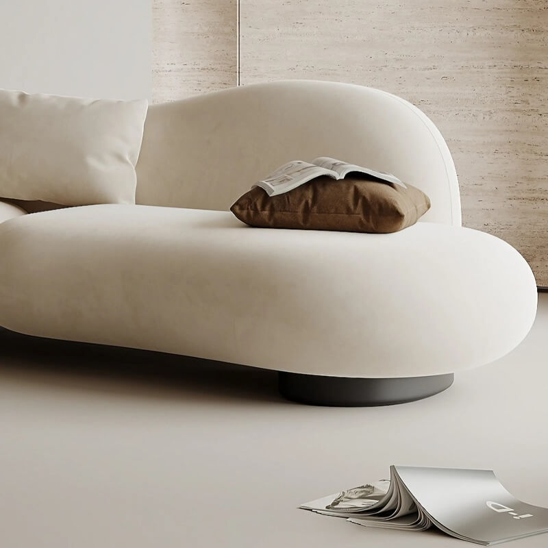 82.7" Modern Curve Sofa with Pillow - Beige Brushed Fabric Upholstery