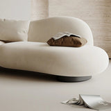 82.7" Modern Curve Sofa with Pillow - Beige Brushed Fabric Upholstery