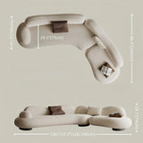 82.7" Modern Curve Sofa with Pillow - Beige Brushed Fabric Upholstery