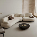 82.7" Modern Curve Sofa with Pillow - Beige Brushed Fabric Upholstery