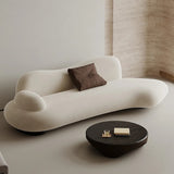 82.7" Modern Curve Sofa with Pillow - Beige Brushed Fabric Upholstery