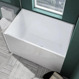 Acrylic Deep Soaking Bathtub - 2″ Rectangle Modern Style Soaking Bath