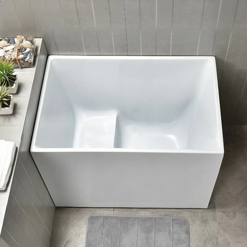 Acrylic Deep Soaking Bathtub - 2″ Rectangle Modern Style Soaking Bath