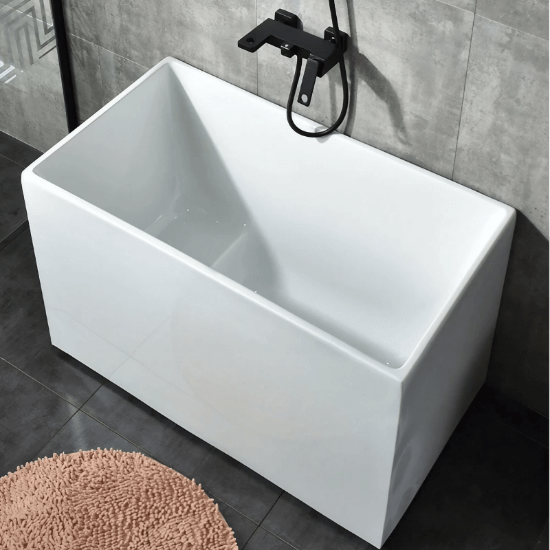 Acrylic Deep Soaking Bathtub - 2″ Rectangle Modern Style Soaking Bath