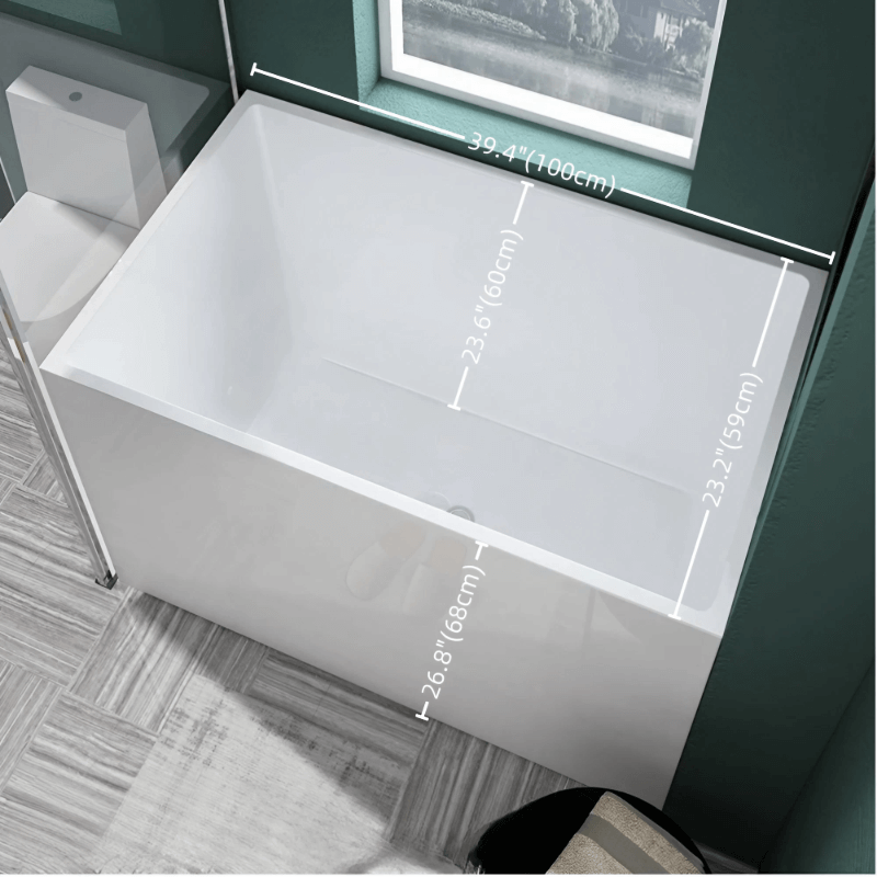 Acrylic Deep Soaking Bathtub - 2″ Rectangle Modern Style Soaking Bath