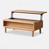 Adjustable Height Desk Solid Wood - White Rectangle Top - LiftTop Storage
