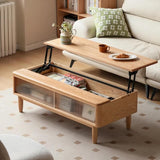 Adjustable Height Desk Solid Wood - White Rectangle Top - LiftTop Storage