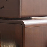 Japanese Style Narrow Bedside Table - Walnut Wood, 2-Tier Shelf, Lighted, Drawers, Shelves, Doors Included