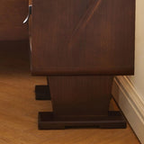 Japanese Style Narrow Bedside Table - Walnut Wood, 2-Tier Shelf, Lighted, Drawers, Shelves, Doors Included
