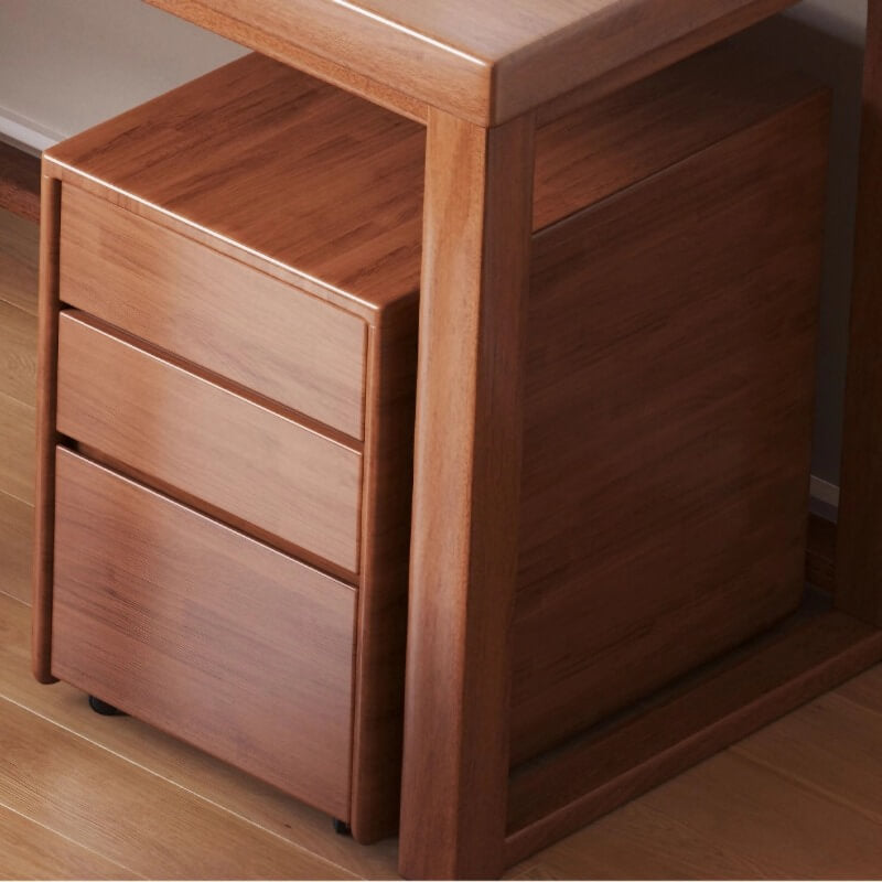 L Shaped Desk - 45″ Nordic Minimalist Style in Walnut with Trestle Wood Base