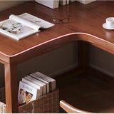 L Shaped Desk - 45″ Nordic Minimalist Style in Walnut with Trestle Wood Base