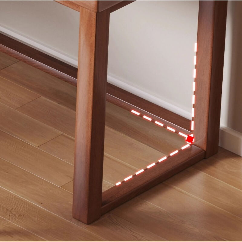 L Shaped Desk - 45″ Nordic Minimalist Style in Walnut with Trestle Wood Base