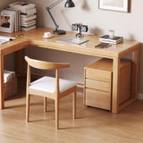 L Shaped Desk - 45″ Nordic Minimalist Style in Walnut with Trestle Wood Base